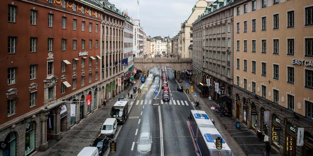 Stockholm innerstad med trafik